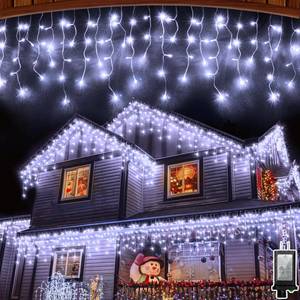 lot 10800 image: 66 FT LED Christmas Lights with 140 Drops, 490 LED Indoor Outdoor Christmas Decorations, 8 Lighting Mode Waterproof Fairy Lights with Timer for Xmas Holiday Wedding Yard Party Cool White