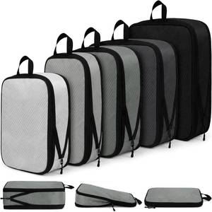 lot 10802 image: 5 Pack Compression Packing Cubes for Travel Space Saving Cubes Luggage Organizer for Suitcase(Mixed Gray,Mixed)