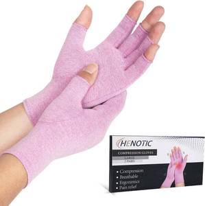 lot 10812 image: 2 Pairs Arthritis Compression Gloves for Women Men, Fingerless Breathable & Moisture Wicking Compression Gloves for Relieving Carpal Tunnel Aches, Rheumatoid Pains, Joint Swell Purple L