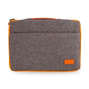 lot 10817 image: RadioShack 15.6 Gray and Orange Laptop Protector Sleeve With Handle, Nylon Padded Laptop Case For Safe Transport, Water-Resistant, Lightweight