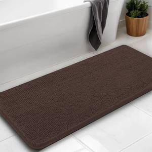 lot 10827 image: Chenille Bath Rug Runner, Ultra Soft Absorbent Bathroom Mat, Non-Slip PVC Backing, Machine Washable, 47x17, Coffee