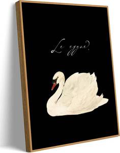 lot 10831 image: EAGLOG Vintage Framed-White Swan Wall Art,Farmhouse Animal Canvas Print,Black And White Cottagecore Picture,Eclectic Rustic Artwork,Moody Painting Wall Decor for Living Room Bedroom Office 16x24in