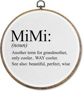 lot 10833 image: Sufamb Mimi Definition Round Wall Art Decor, Mimi Gifts Canvas Artwork Framed, Grandma Gifts for Christmas Birthday Wall Hanging Prints Decorations for Home Bedroom Living Room Decor, 10x10 Inches