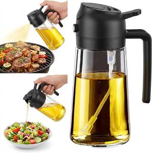 lot 10884 image: 16oz470ml Oil Sprayer for Cooking, 2 in 1 Oil Dispenser for Kitchen, Olive Oil Sprayer, Food Grade Glass Bottle for Kitchen Gadgets, Air Fryer Accessories, Salad, BBQ (Black)