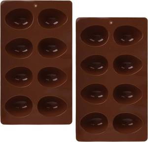 lot 10885 image: 2Pcs 8-Cavity Silicone Easter Egg Molds, Egg Shaped Cake Pop Mold, Baking Supplies for Making Chocolate Jello Candy (Chocolate)