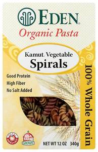 lot 10887 image: Eden Organic Kamut Vegetable Spirals, 12 oz, 100% Whole Grain, Non-GMO,