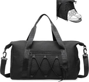 lot 10897 image: Lightweight Gym Bag for Men & Women, Water Resistant Sports Duffel Bag with Shoe Compartment & Wet Pocket for Travel Weekender & Fitness, Black
