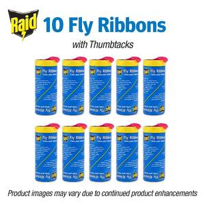 lot 10899 image: Raid Fly Ribbon Trap 10-Count IndoorOutdoor Insect Trap (10-Pack)