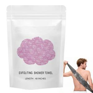 lot 10909 image: Blissal Exfoliating Shower Towel 47, Premium Scrub Wash Cloth for Body Face, Blissal exfoliating Towels-Body Scrubber with 2 Sides for All Skin Types (Pink)