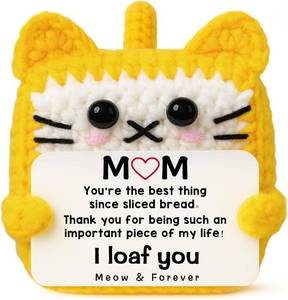 lot 10937 image: Sentimental Mom Gift from Daughter Son Positive Crochet Cat Loaf Funny Birthday Mothers Day I Love You Gifts for Women Her