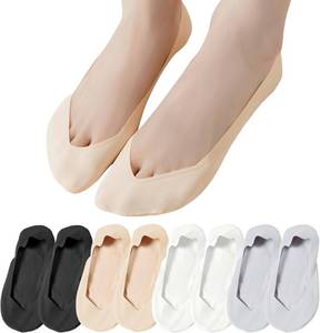 lot 10938 image: No Show Socks for Women, Ice Silk and Cotton Blend, Non-Slip Silicone, Multi-Color