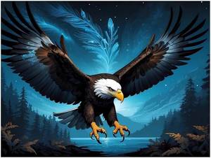 lot 10959 image: Tryadren Diamond Art Kit for Adults, Night Sky Forest Bald Eagle Diamond Painting for Adults Beginners, 5D DIY Diamond Art Painting Kits Craft for Home Wall Decor 12x16 Inch No Frame