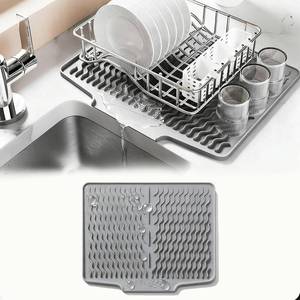 lot 10960 image: Silicone Sink Mat for Kitchen Countertops Kitchen Utensil Heat-Resistant Mat Silicone Dish Drain Mat Non-Slip Sink Mat Sloped Drainage Dish Drying Mat