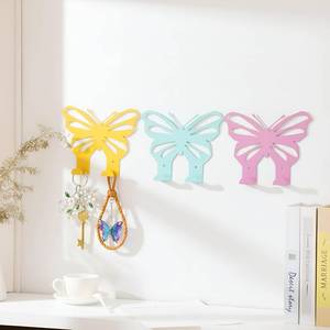 lot 10966 image: LEIFIDE 3 Pcs Butterfly Decorative Wall Hooks Pastel Butterfly Room Decor Metal Double Prong Hanger Wall Mount for Coat Key Backpack Hat Jewelry Living Room Nursery Bathroom Home Decor