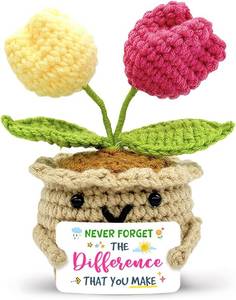 lot 10971 image: Tiny Detalles Positive Crochet Tulips Plants Gifts for Mom 2026, Meaningful Birthday Gifts for Mom, Never Forget The Difference that You Make Gift for Teachers Mentors Nurses Boss