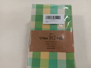 lot 10987 image: 12 Pack Green Sand Urban Villa Cloth Napkins 100% Cotton Highly Absorbent Washable Durable Reusable Premium Dinner Napkins Ideal for Gifts for Mothers Day Hotel Farmhouse Parties - GreenYellow Plaid (20x20)