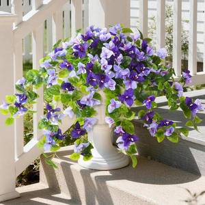 lot 10993 image: Faux Bougainvillea Artificial Flowers Plants for Outdoor Spring Summer Decoration, 2 Pcs Fake Silk Flower Outside UV Resistant Realistic Long Trailing Vines for Home Porch Patio Balcony Yard(Purple)