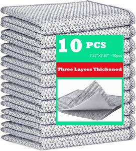 lot 10996 image: 10 Pcs Upgrade 3-Layer Dish Cloth, Non-Scratch Steel, Premium Scrubbing Multipurpose Wire Dishwashing Rag for Wet and Dry, Kitchen Cleaning,Scrubs Dishes, Sinks Cleans,Home Essentials