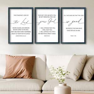 lot 11019 image: SRSZHIYUE Bible Verses Wall Decor Set of 3, 16x11 Christian The Lord Your God Is Good Scripture Sign, Holy Religious Living Room Jesus Christ Prayer Faith Motivational Quotes Faith Wall Hang (Black)