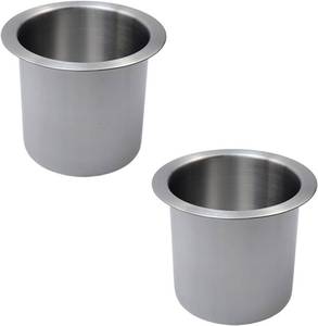 lot 11024 image: Antrader Cup Holders,Stainless Steel Drop-in Cup Drink Holder,Poker Table Cup Holder Insert,Silver,10.5 8.3 8.5cm(Pack of 2)