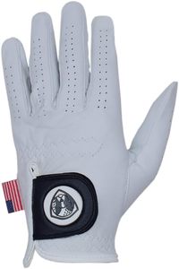 lot 11048 image: 100% Cabretta Leather Golf Glove, Non-Slip Grip and Full Finger Protection, Soft Pure White Ventilated Golf Glove Mens Left Size L