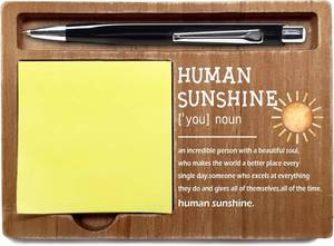 lot 11051 image: Inspirational Quotes Office Desk Decor Gift, Wooden Desk Note Pen Holder, Sticky Pen-holder for Office Home, Thank You Sunshine Gifts for Colleague Family Friends-A07