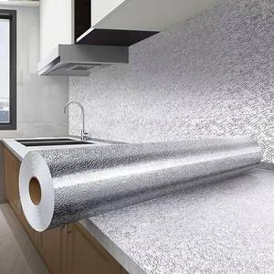 lot 11057 image: Peel and Stick Kitchen Backsplash Wallpaper - Waterproof, Oil Proof, Heat Resistant Self-Adhesive Removable Wall Sticker for Countertop, Cabinet, Shelf Liner, DIY (15.7x394, Silver Texture)