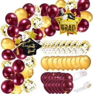 lot 11061 image: Graduation Party Decorations Maroon Gold 2026Maroon Gold Graduation DecorationsMaroon Burgundy Gold Balloon Garland 45pcsClass of 2026