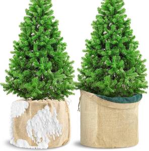 lot 11084 image: 2 Pcs Winter Plant Covers for Pot, 17.7 X 19.7 Burlap Plant Freeze Protection Cover for Flower Pot, Outdoor Pot Covers for Winter with Drawstring, Potted Plant Covers for Plants (17.7 Dx19.7 H(M))