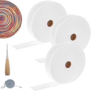 lot 11091 image: Anmrept 3 Rolls Jelly Roll Batting Strips for Rugs 2 12 in Cotton Blend Batting on a Roll Total 150 Yards Quilt Batting by a Roll Batting for Upholstery Cotton Rolls for Jelly Roll Throw Rug (3)