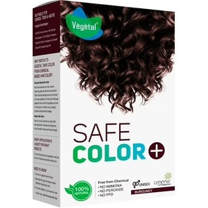 lot 11092 image: Vegetal Safe Hair Color - Burgundy 100gm - Certified Organic Chemical and Allergy Free Bio Natural Hair Color with No Ammonia Formula for Men & Women