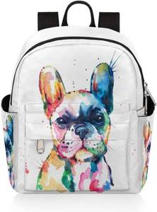 lot 11094 image: Watercolor French Bulldog Mini Backpack Purse for Women, Dog Pattern Lightweight Small Backpack Casual Travel Daypack for Girls Children Teens Adult School Bag