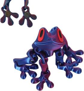 lot 11104 image: 3D Printed Magnet Frog Toy, Funny Refrigerator Magnetic Fridge, Realistic with Multiple Movable Joints Articulated for MetalSurfaces, Home Kitchen Office Decor (Red&Purple)