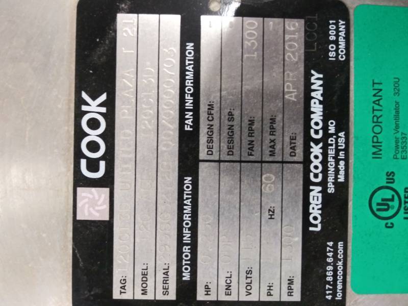 lot 5804 image: Cook Centrifugal Roof And Wall Exhaust Ventilator
