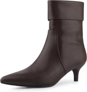 lot 8285 image: Allegra K Womens Pointed Toe Side Zip Kitten Heel Ankle Boots Size 7.5