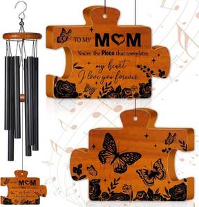 lot 11144 image: Qunclay Gifts for Mom, 32 Cute Puzzles Piece Wind Chimes Gift for Mom Mother Birthday Gift from Son Love Reminder Gifts for Birthday Thanksgiving Mothers Day