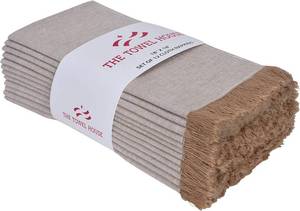 lot 11149 image: 100% Cotton Dinner Napkins with Elegant Four-Side Fringes   Super Absorbent, Soft and Durable, Ideal for Weddings, Parties and Formal Events, 18x18 Inches, (Pack of 12) COLOR IS RED