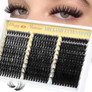 lot 11153 image: Wispy Lash Clusters 60D80D100D Thick Cluster Eyelash Extensions 300Pcs D Curl Volume Eyelash Clusters DIY Individual Lashes 10-18mm Fluffy Cluster Eyelashes (Feather Weave)