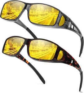 lot 11159 image: VIEWBETTER Night Vision Driving Fit Over Glasses for Women Men Yellow Lens Anti Glare Polarized Nighttime Glasses