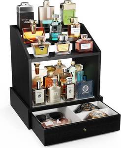lot 11162 image: Miratino Cologne Organizer for Men, Large-Capacit Perfume Organizer for Men with 2-in-1 Design, 3-tier Cologne Stand, Wood Perfume Holders, Cologne Storage Display with Spacious Velvet-Lined Drawers