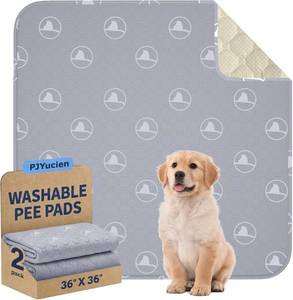 lot 12232 image: PJYuCien 2 Pack Non-Slip 36x36 Pet Playpen Mat with 3-Layer Comfort, Reusable and Washable Training Crate Pad, Travel Mat and Sofa Protector for Puppies, Dogs, Cats, Rabbits, and Small Animals, Gray