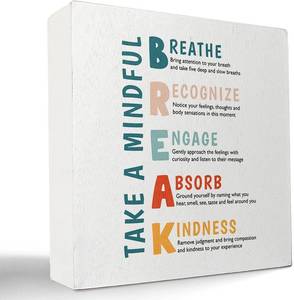 lot 12235 image: kunlisa Mental Health Take a Mindful Break Stress Management Wooden Box Sign Desk Decor,Rustic Wood Block Plaque Box Sign for Therapy Office School Counseling Office Wall Shelf Tabletop Decoration