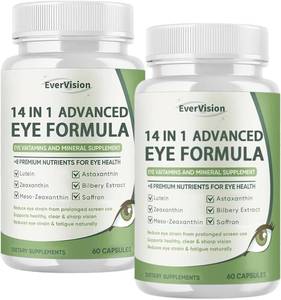 lot 12248 image: 14 in 1 Advanced Eye Formula, 2 Pack Eye Vitamin and Mineral Supplement with Lutein, Zinc, Zeaxanthin & Bilberry Extract for Vision Care, 120 Capsules