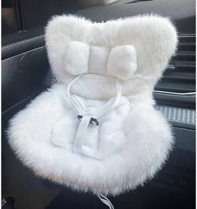 lot 12261 image: Doll Car Seat for 3 8 inch Figures, Fits Character Plushes, Blind Box Dolls & Vinyl Collectibles, Includes Air Vent Clip & Desktop Stand, Cute Car Ornament for Collectors (White)