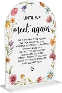 lot 12270 image: Acrylic Wedding Sign Until We Meet Again Signs for Ceremony Modern Calligraphy Arch Acrylic Table Top Signs for Wedding Reception and Event Party Table Decor (White Wildflowers)