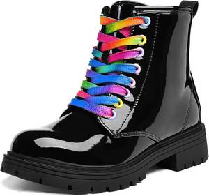 lot 12394 image: K KomForme Boys Girls Ankle Boots Lace Up Side Zipper Waterproof Combat Shoes ToddlerLittle KidBig Kid Size 2