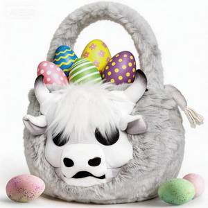 lot 12408 image: Easter Basket, Soft skeleton Cow Plush Baskets, Easter Egg Hunt Buckets, Easter Decorations Indoor Outdoor, Cute Easter Gifts for Kids, Adults, Teens, Toddlers, Girls