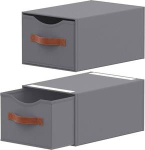 lot 12436 image: 2 Pack Stackable Storage Drawers, Fabric Closet Organizers and Storage with Handles and Clear Window, Pull-Out Clothes Storage Bins with Drawer for Closet, Bedroom, Living Room, Under Bed, Gray