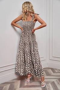 lot 12469 image: kinstell Womens Summer Boho Spaghetti Strap Square Neck Ruffle Casual Flowy Long Dress Beach Swing Party Maxi Dress Size Small