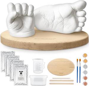 lot 12474 image: KeaBabies Baby Casting Kit Hands and Feet Mold - 3D Newborn Hand Casting Kit & Stylish Wood Base, Easy DIY Infant Foot Molds 0-9 Months, First Christmas & Baby Keepsake Shower Gifts(Oval, Ash Wood)